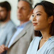 Diverse group listening intently