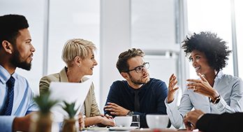 Group of professionals having a discussion